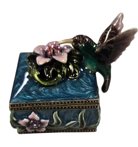 Cherished treasures, jeweled collection, hummingbird trinket box