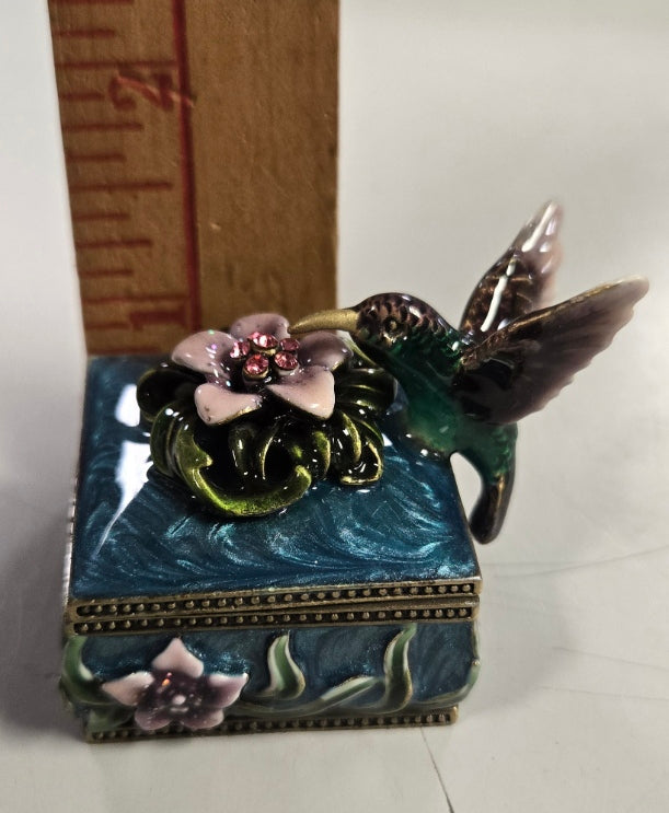 Cherished treasures, jeweled collection, hummingbird trinket box