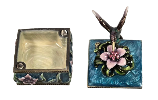 Cherished treasures, jeweled collection, hummingbird trinket box