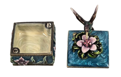 Cherished treasures, jeweled collection, hummingbird trinket box