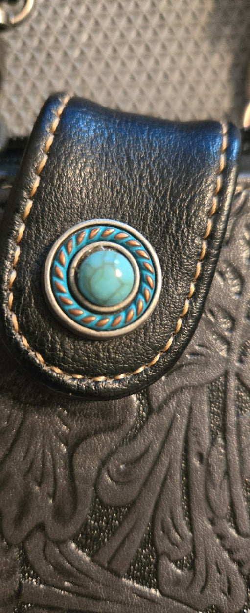 Montana West Western Tooled Phone Case Crossbody Wallet Black