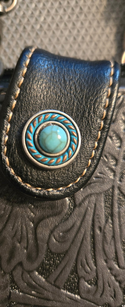 Montana West Western Tooled Phone Case Crossbody Wallet Black