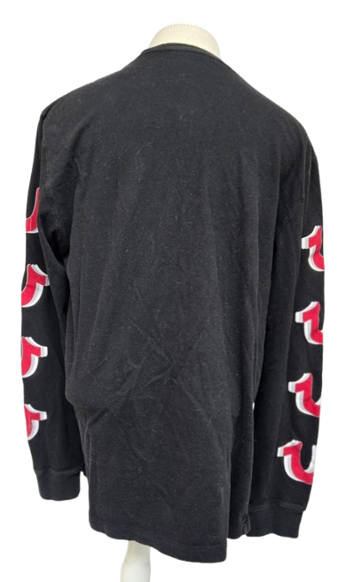 True Religion Black Long Sleeve Tee – Bold Logo & Iconic Horseshoe Sleeves