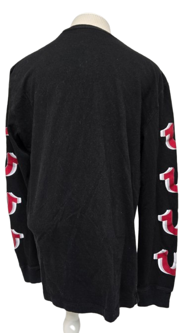 True Religion Black Long Sleeve Tee – Bold Logo & Iconic Horseshoe Sleeves