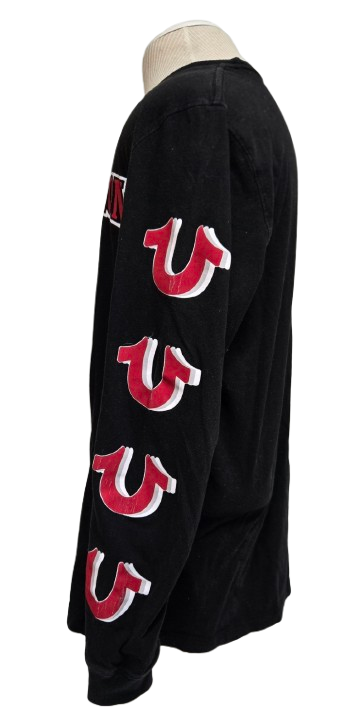 True Religion Black Long Sleeve Tee – Bold Logo & Iconic Horseshoe Sleeves