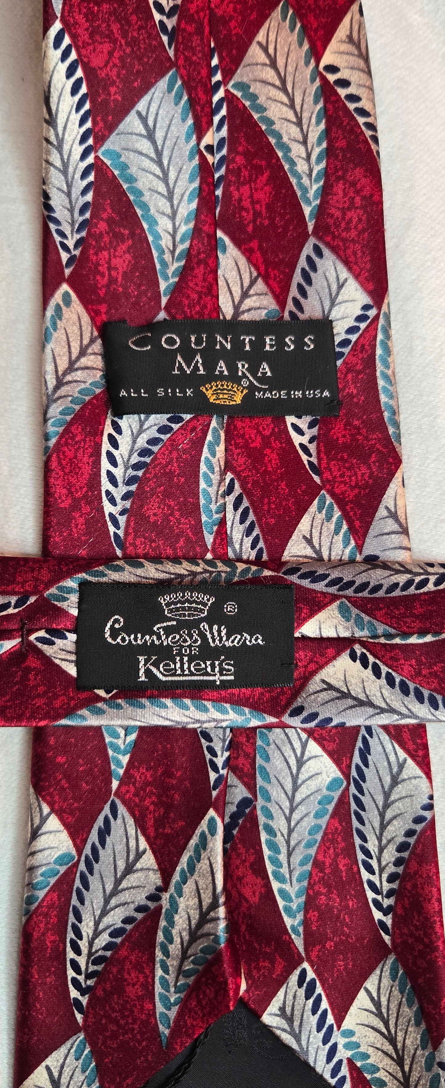 Countess Mara Silk Tie Red Leaf USA Kelley’s Exclusive Designer Necktie