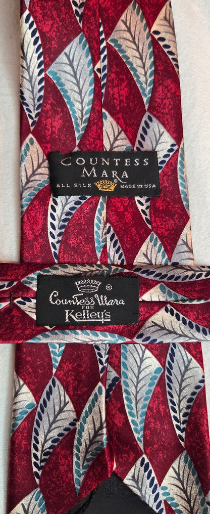 Countess Mara Silk Tie Red Leaf USA Kelley’s Exclusive Designer Necktie