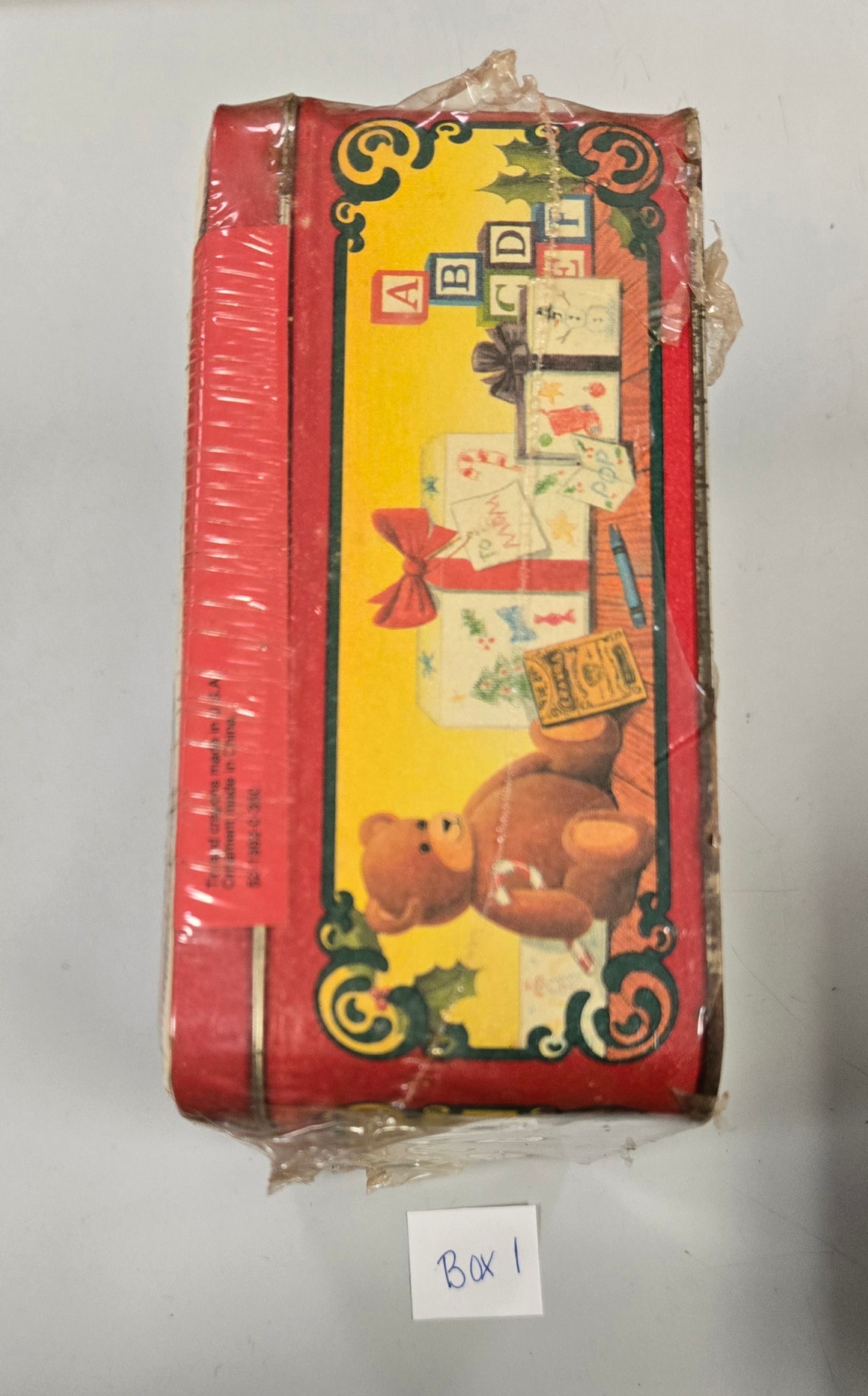 VINTAGE Sealed 1992 Crayola Collectible Holiday Tin, Bear Ornament, and 64 box of Crayons