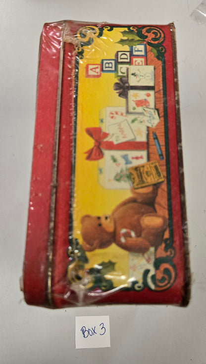 VINTAGE Sealed 1992 Crayola Collectible Holiday Tin, Bear Ornament, and 64 box of Crayons