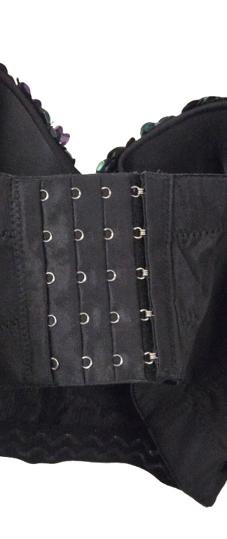 Black Sequin Bustier Crop Top Spaghetti Straps Party Clubwear Sparkly Top