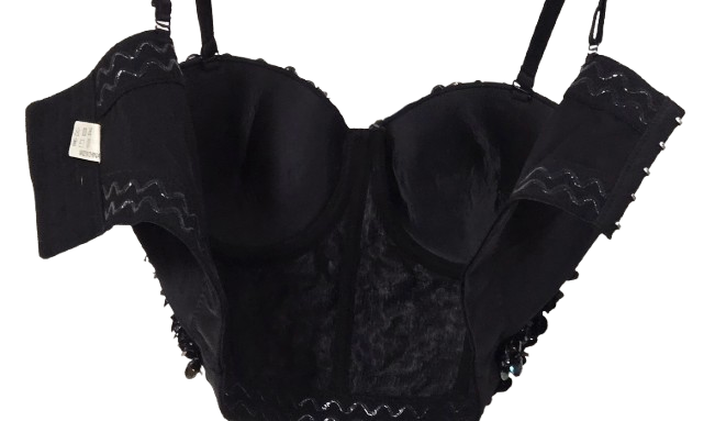 Black Sequin Bustier Crop Top Spaghetti Straps Party Clubwear Sparkly Top