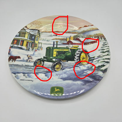 Set of 3 John Deere "Winter’s Work" Plates – Durable Melamine – Featuring Model 620 Tractor