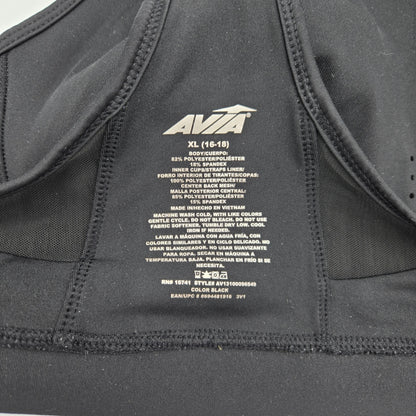 Avia Women's High-Impact Sports Bra - Black Racerback with Mesh - Size XL (16-18)