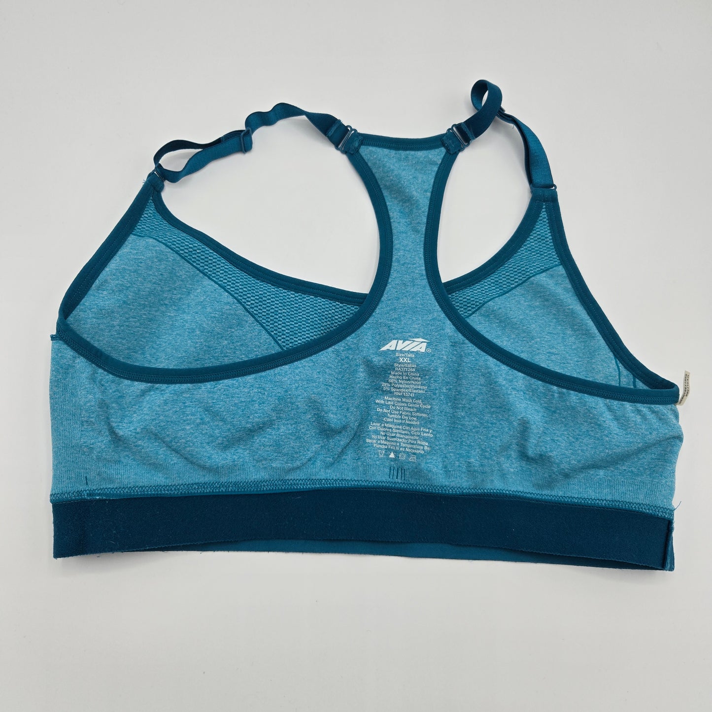 Avia Women's Seamless Racerback Sports Bra - Teal Heather, Size XXL