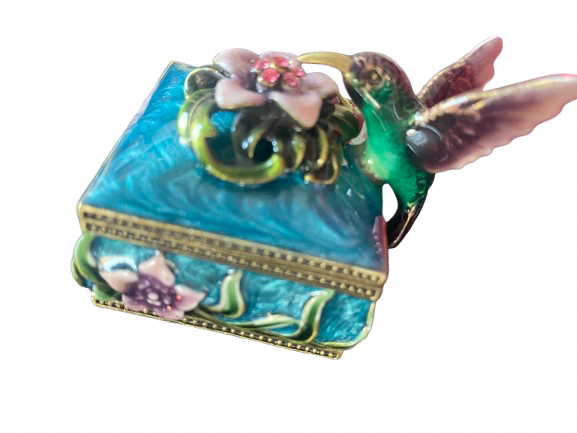 Cherished treasures, jeweled collection, hummingbird trinket box