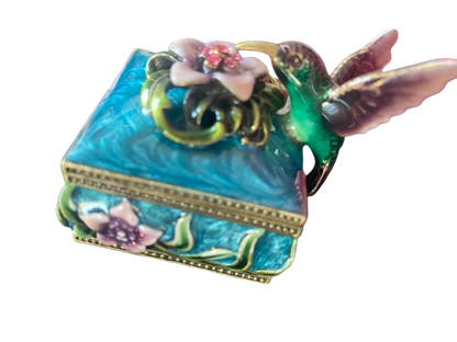 Cherished treasures, jeweled collection, hummingbird trinket box