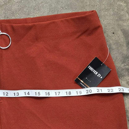 Forever 21+ Rust Knit Flare Pants – Women’s Size 3X – Zip Front Stretch