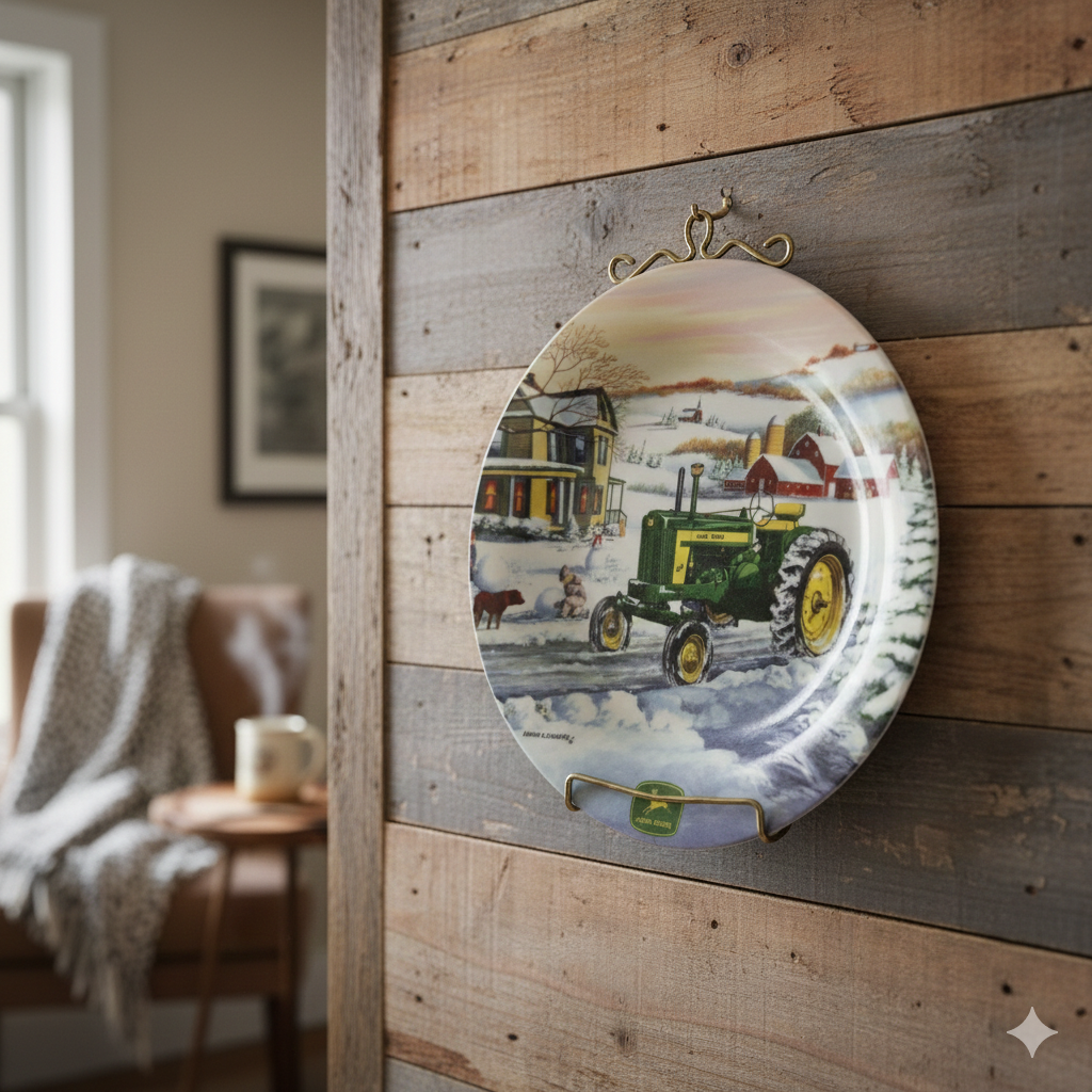 Set of 3 John Deere "Winter’s Work" Plates – Durable Melamine – Featuring Model 620 Tractor