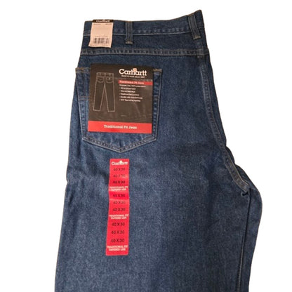 CARHARTT NWT Size 40 X 30 Traditional Fit Jeans Durable Blue 100% Cotton Denim