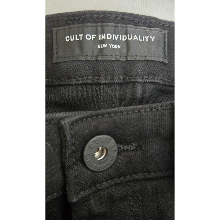 CULT of Individuality Designer Jeans Black Denim Red Snakeskin Distressed NWT