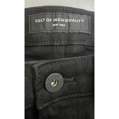 CULT of Individuality Designer Jeans Black Denim Red Snakeskin Distressed NWT