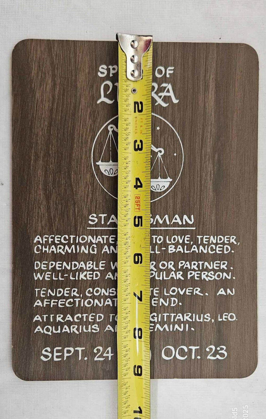VINTAGE Spirit of Libra 1970s Wall Sign Sign Zodiac Traits