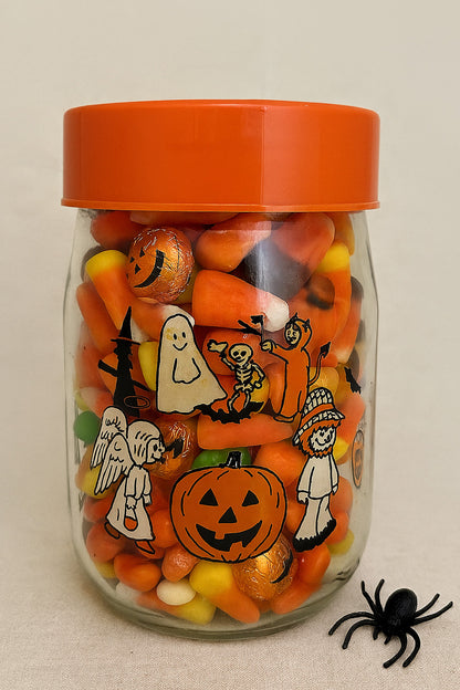 Vintage Carlton Halloween Candy Jar – Witch Ghost Skeleton Devil Angel Pumpkin