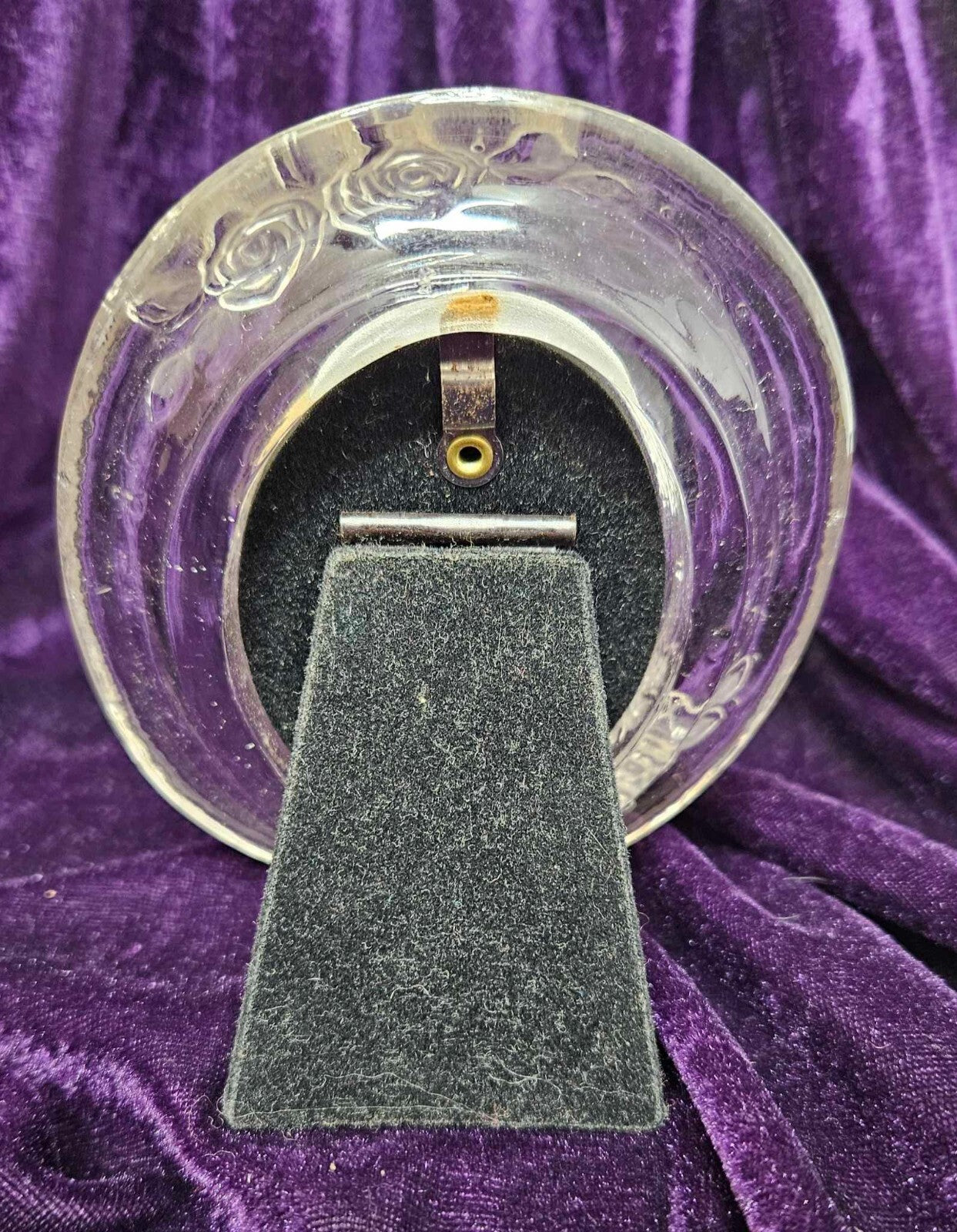 Glass Crystal Clear Oval Picture Frame With Embossed Roses