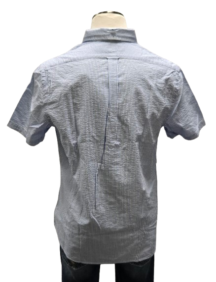 Ralph Lauren Blue/White Striped Button Up Seersucker Shirt    S10