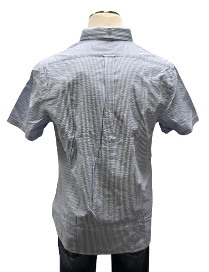 Ralph Lauren Blue/White Striped Button Up Seersucker Shirt    S10