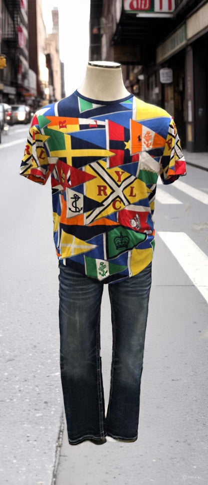 Polo Ralph Lauren RLYC Flag Print Yacht Club Shirt Size L   S2
