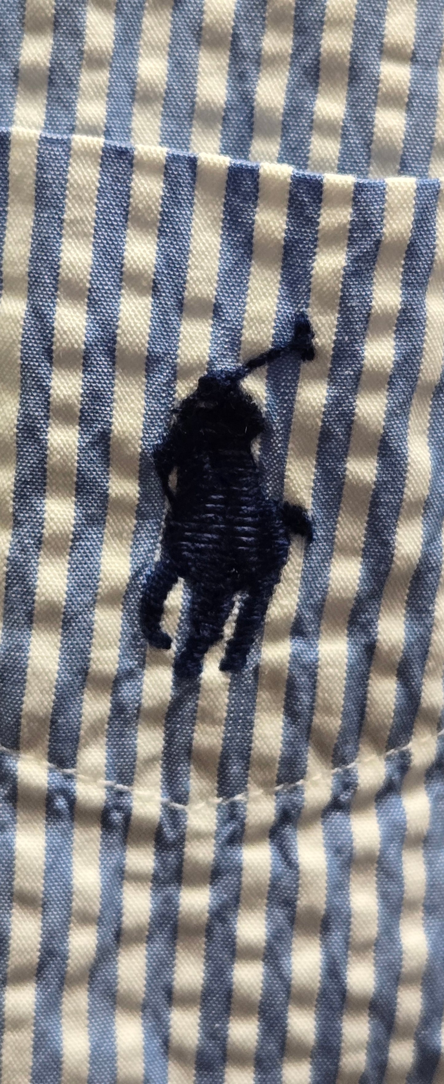 Ralph Lauren Blue/White Striped Button Up Seersucker Shirt    S10