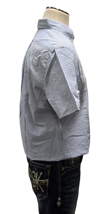 Ralph Lauren Blue/White Striped Button Up Seersucker Shirt    S10