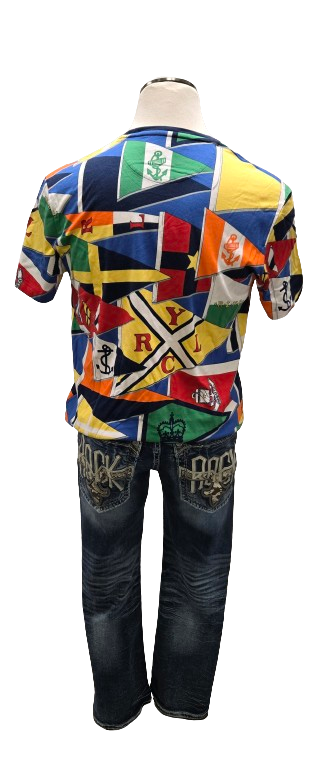 Polo Ralph Lauren RLYC Flag Print Yacht Club Shirt Size L   S2