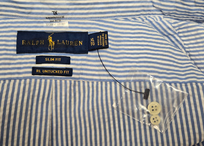 Ralph Lauren Blue/White Striped Button Up Seersucker Shirt    S10