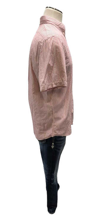 Ralph Lauren Red/White Striped Button Up Seersucker Shirt       s9