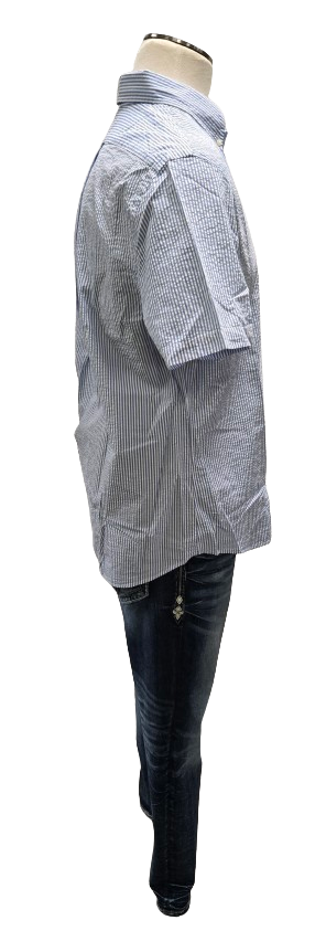 Ralph Lauren Blue/White Striped Button Up Seersucker Shirt    S10