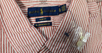 Ralph Lauren Red/White Striped Button Up Seersucker Shirt       s9
