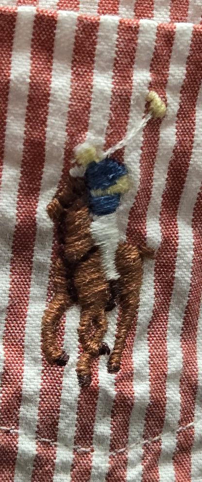 Ralph Lauren Red/White Striped Button Up Seersucker Shirt       s9